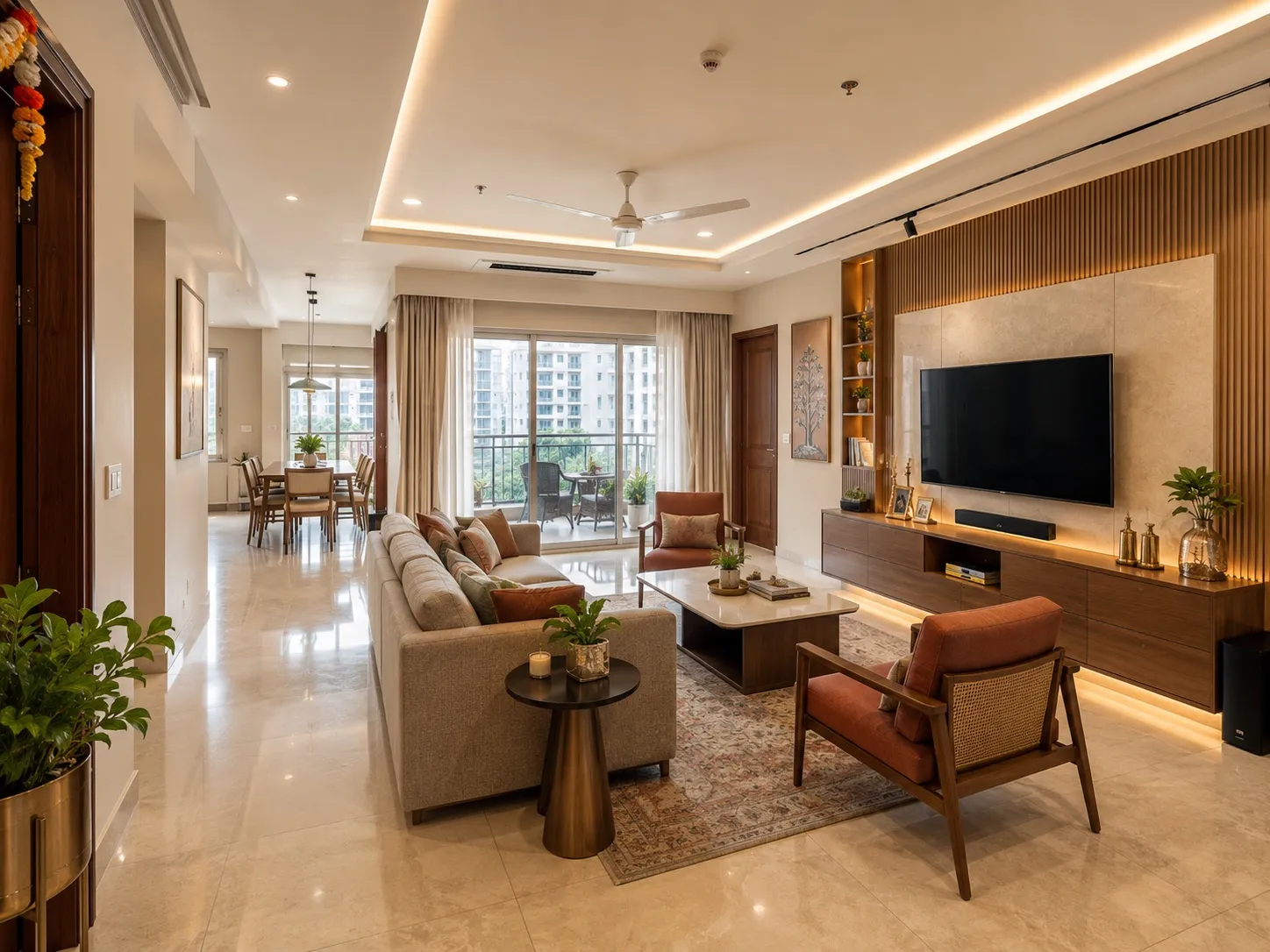 Family residence: Living-room joinery and storage
